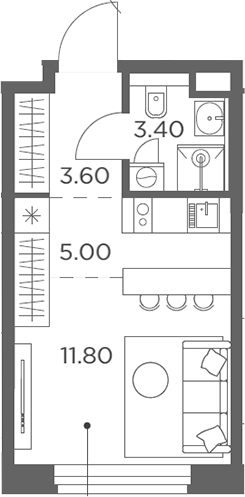 Студия, 23.8 м², 3/20 этаж, ЖК «Белый Град»