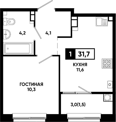 1-комн. Резиденция Софи