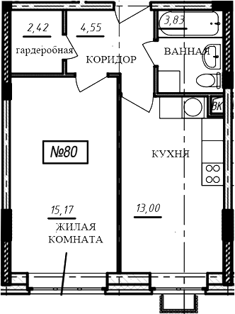 1-комн., 39 м², 2/16 этаж, ЖК «Краснофлотский»
