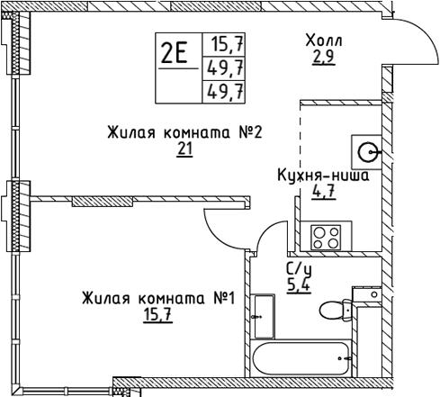 2-комн. ВЭРИ на Миклухо-Маклая