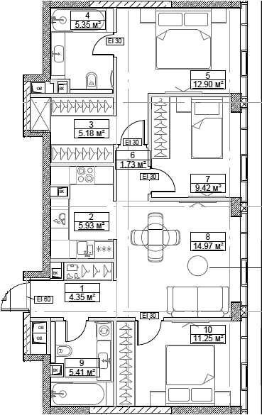4+ комнаты, 76.49 м², 34/49 этаж, ЖК «Сити Бэй»