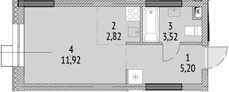 Студия, 23.46 м², 10/21 этаж, ЖК «N'ICE LOFT»