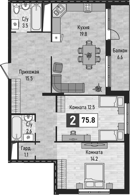 3-комн. Живописный