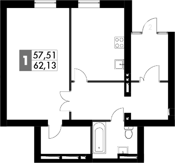 1-комн., 67.7 м², 1/4 этаж, ЖК «Парк Апрель»