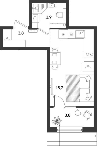 Продается 1-комн. квартира, 23.4 м²