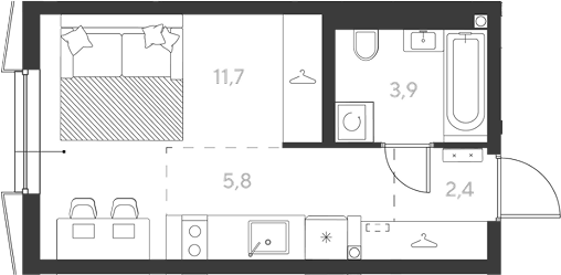 Продается 1-комн. квартира, 23.8 м²
