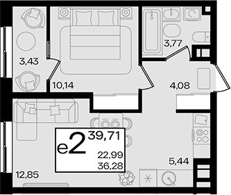 2-комн. квартира, 36.28 м² в ЖК Патрики — фото 2