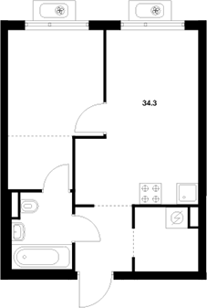 1-комн., 34.5 м², 18/25 этаж, ЖК «Белая Дача парк»
