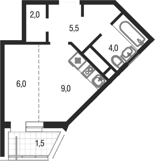 Студия, 26.5 м², 6/25 этаж, ЖК «Котельники парк»