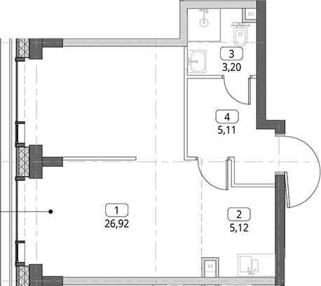 Студия, 40.35 м², 13/56 этаж, ЖК «СИТИДЗЕН»