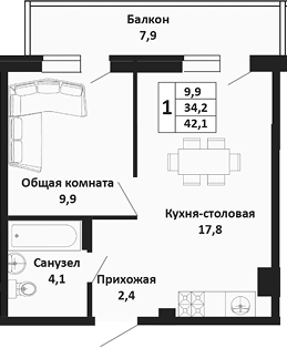 2-комн. Южные Соседи