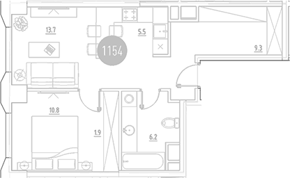 2-комн., 47.4 м², 6/29 этаж, ЖК «ВЭРИ на Ботанической»