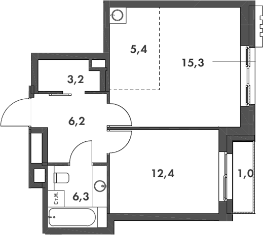 2-комн. Родина Парк