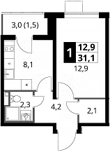 1-комн., 29.6 м², 20/24 этаж, ЖК «1-й Донской»