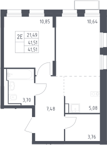 2-комн., 41.51 м², 21/24 этаж, ЖК «Квартал Строгино»