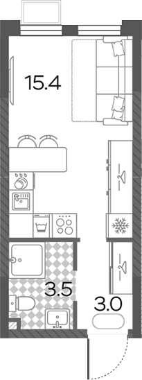 Студия, 21.9 м², 24/24 этаж, ЖК «Лучи»