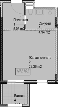Студия квартира, 32.3 м² в ЖК Гостиничный комплекс Николай 1 — фото 2