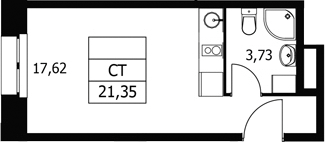 Студия, 21.35 м², 3/21 этаж, ЖК «Волковская 67»