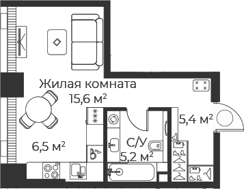 Студия, 32.7 м², 27/71 этаж, ЖК «Веер»