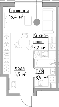 Студия, 29 м², 26/27 этаж, ЖК «Левел Павелецкая Сити»