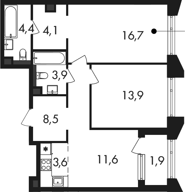 3-комн. Петровский Парк II