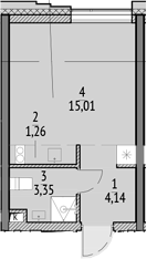 Студия, 23.76 м², 5/18 этаж, ЖК «N'ICE LOFT»
