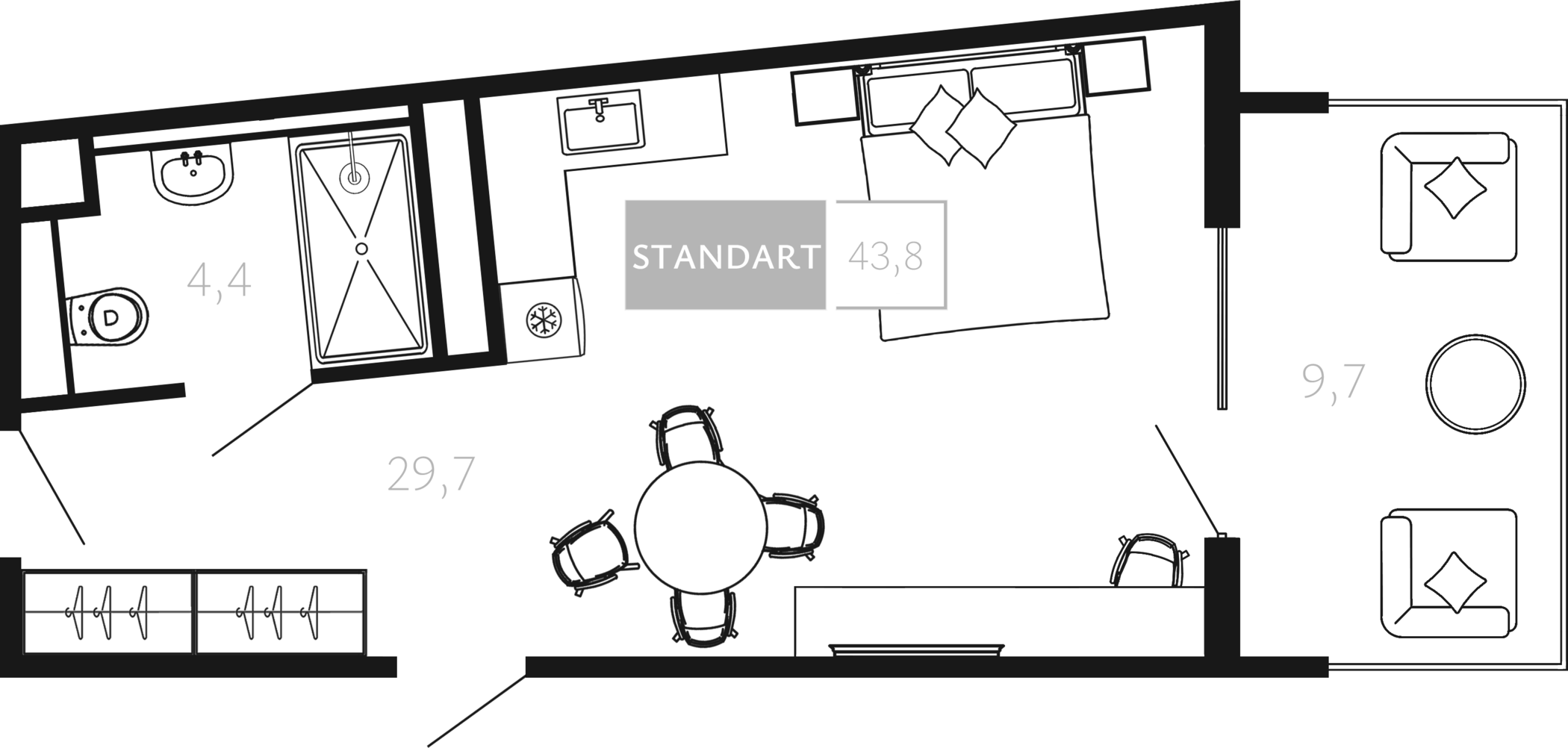 Студия, 34.1 м², 3/4 этаж, ЖК «Палаццо Де Агой»