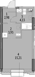Студия, 26.25 м², 17/21 этаж, ЖК «N'ICE LOFT»