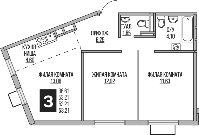 3-комн. Гранель Аникеевский