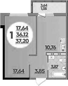 1-комн. квартира, 36.12 м² в ЖК Восточный. Квартал №6 — фото 2