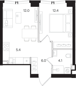 2-комн., 39.9 м², 28/42 этаж, ЖК «АУРА»