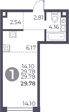 Студия, 29.78 м², 16/26 этаж, ЖК «Мневники от Гранель»