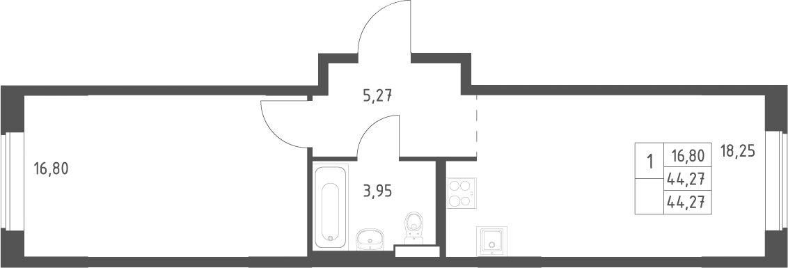 2-комн., 44.27 м², 2/12 этаж, ЖК «Большое Юрлово»