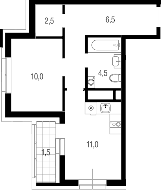 1-комн., 34.5 м², 7/19 этаж, ЖК «Котельники парк»