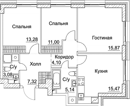 3-комн. СЕЗАР СИТИ