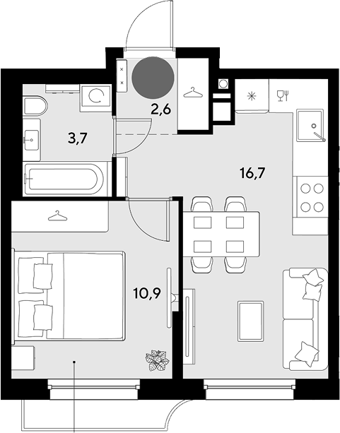 Продается 2-комн. квартира, 33.9 м²