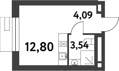 Студия, 20.43 м², 14/16 этаж, ЖК «Смарт Гарден»