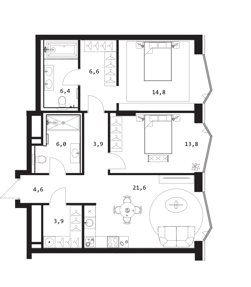 3-комн. A. Residence