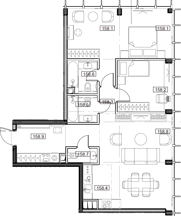 3-комн., 83.74 м², 51/55 этаж, ЖК «Мод»