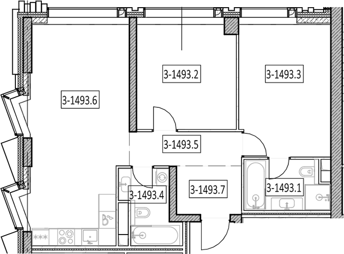 3-комн., 72.5 м², 48/55 этаж, ЖК «Айс Тауэрс»