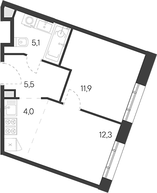 2-комн., 38.8 м², 25/30 этаж, ЖК «Родина Переделкино»