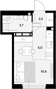 Студия, 21.3 м², 16/18 этаж, ЖК «Грейд»