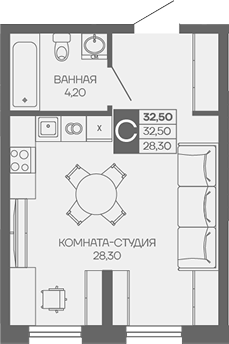 Студия квартира, 32.5 м² в ЖК Иначе в Молодежном — фото 2
