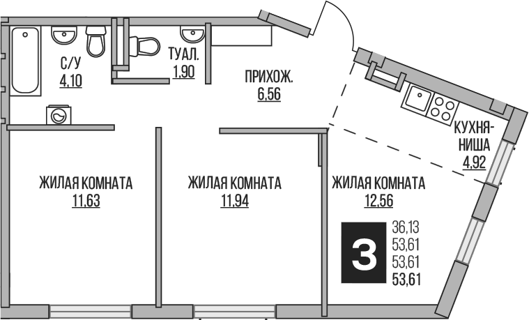 3-комн. Гранель Аникеевский