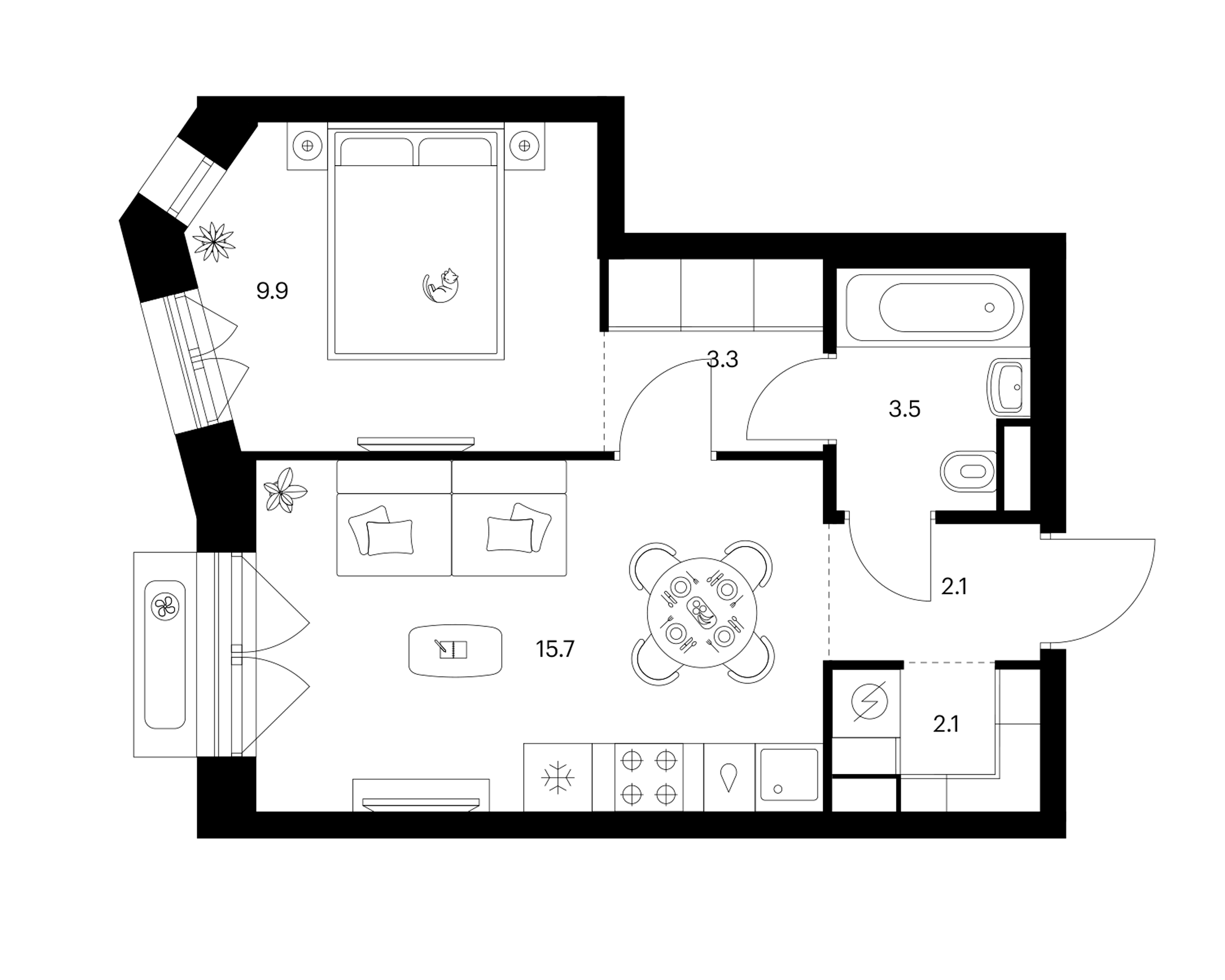 1-комн., 36.6 м², 17/32 этаж, ЖК «Мичуринский парк»