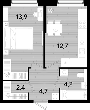1-комн. квартира, 37.9 м² в ЖК DОГМА ПАРК — фото 2