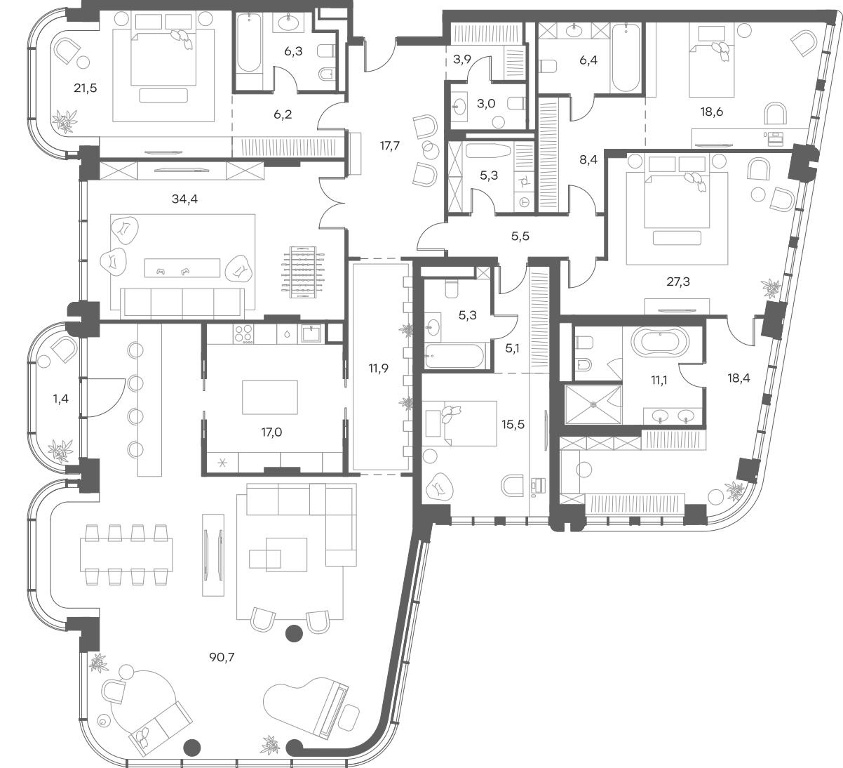 4+ комнаты, 337.2 м², 2/6 этаж, ЖК «Саввинская 27»