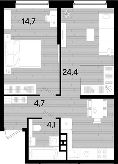 1-комн. квартира, 47.9 м² в ЖК DОГМА ПАРК — фото 2