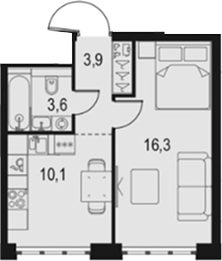 1-комн., 33.9 м², 39/67 этаж, ЖК «Левел Южнопортовая»