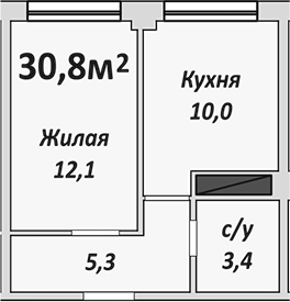 1-комн., 30.8 м², 4/9 этаж, ЖК «Европейский»